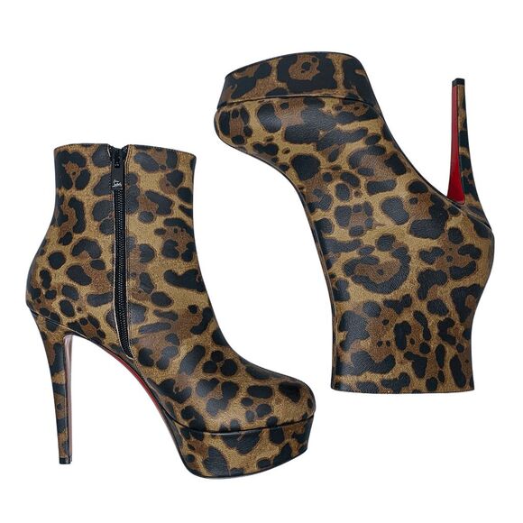 Christian Louboutin Bianca Leopard Print Platform Booties 120 Size EU 37 US 7 - Picture 5 of 10
